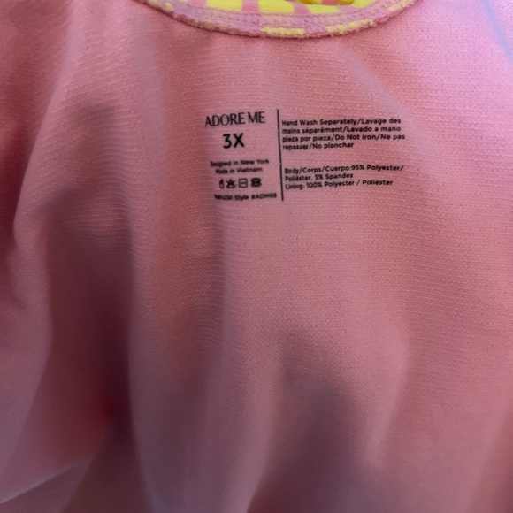 Yellow and Pink One Piece Swimsuu with Adjustable Straps and Sweetheart Neckline - Picture 4 of 4